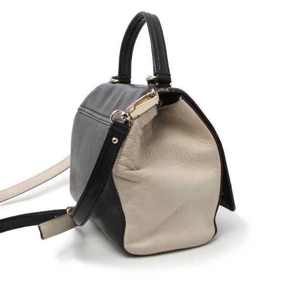Kate Spade Leather Magnolia Park Laurel Satchel Shoulder Bag Black Cream Purse - Picture 9 of 16